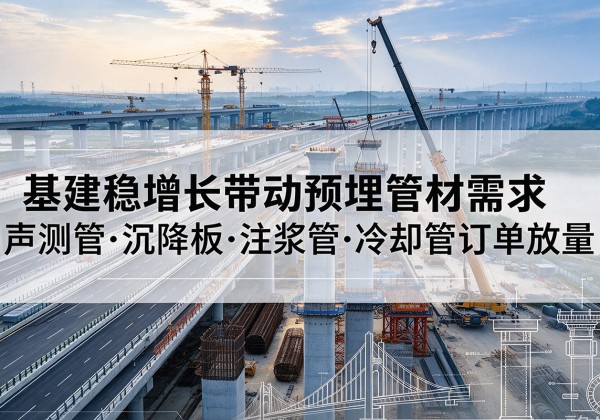 河口基建稳增长带动预埋监测管材需求，声测管、沉降板、注浆管订单持续放量